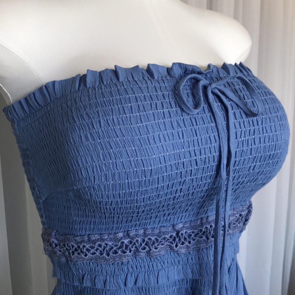 Embroidered Trim Ruffle Smocked Tube Top - Picture 3 of 5